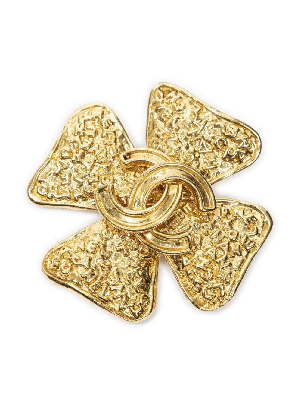 Chanel Vintage CC Cross Brooch Gold Plated